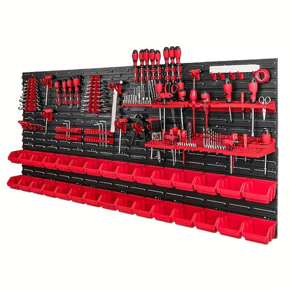 Wall-Mounted Garage Storage Rack System 18-98 Jars – Heavy-Duty Small Parts Organizer for Screws Nuts Bolts Nails, Workshop Shelf, Easy Install, Multiple Configurations, Canada
