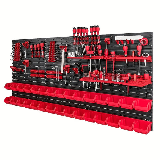18/27/30/39/49/54/69/98pcs Wall-Mounted Storage Rack System - Heavy-Duty Garage Tool Organizer for Screws, Nuts, Bolts, Nails, Beads, And Small Hardware Parts -Multipurpose Storage Shelf, Perfect Gift for Family And Friends, Easy Installation