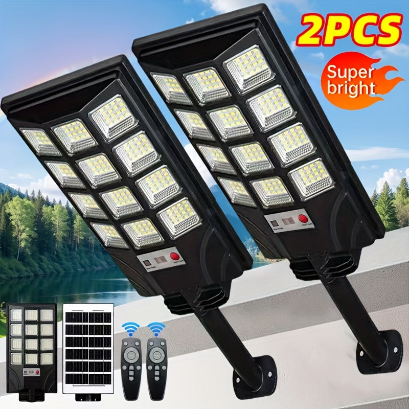 Super Bright Outdoor Solar Lights Wide Angle Motion Sensor, Auto Brightness Adjustment Dusk to Dawn Security Light for Parking Lot Courtyard Garden Garage Farm