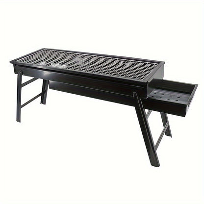 Portable Stainless Steel Charcoal Grill with Foldable Legs & Carrying Case - Heavy Duty Compact BBQ Grill for Camping, Picnic & Backyard with Fast Ignition, Polished Finish for Adults