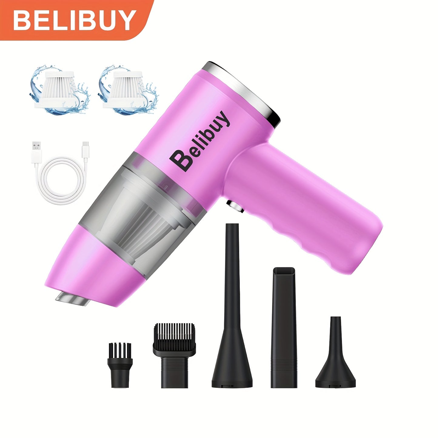 Portable Wireless Handheld Vacuum Cleaner with Cyclone Suction, 2-in-1 Blow & Vacuum Function, Rechargeable Cordless Mini Vac for Car, Home, Office & Keyboard