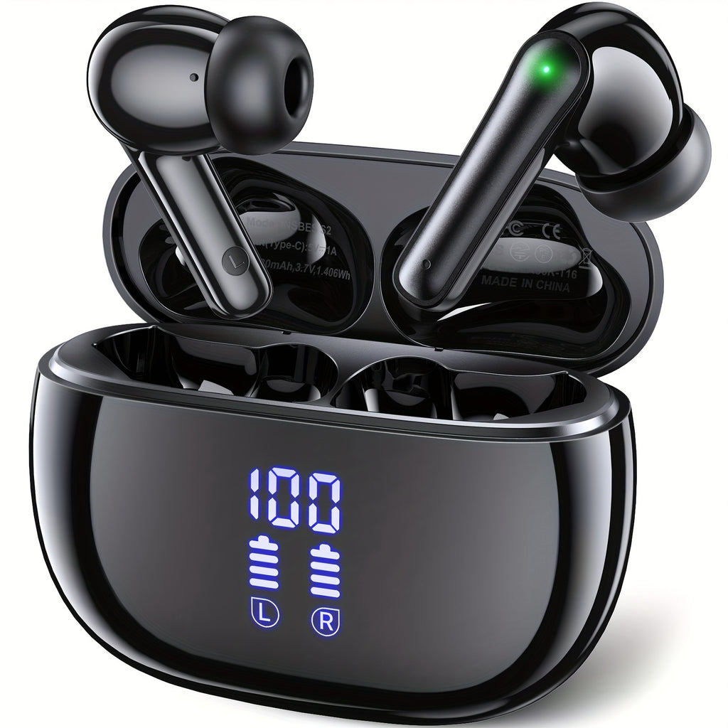 Bluetooth Earbuds 40Hr Battery – BT 5.3 Touch Control, Hi-Fi Stereo, ENC Noise Cancelling Mic, LED Charging Case, Deep Bass Earphones for Sports & Workout