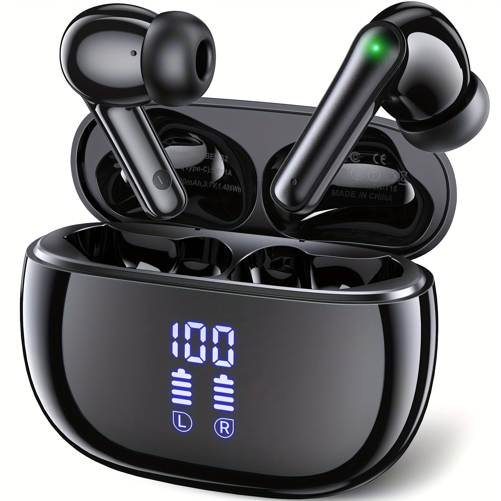 Bluetooth Earbuds 40Hr Battery – BT 5.3 Touch Control, Hi-Fi Stereo, ENC Noise Cancelling Mic, LED Charging Case, Deep Bass Earphones for Sports & Workout