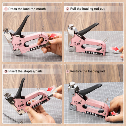 Heavy Duty Staple Gun 3-in-1 Manual Brad Nailer & Upholstery Kit with 3000 Staples & Staple Remover – Outlet Position Indicator for Wood Fabric Furniture & DIY Home Projects | ShopVora CA