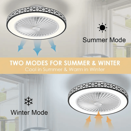 20 Inch Modern Ceiling Fan with LED Light & Remote - Low Profile Flush Mount, Dimmable 3 Colour Temperatures, 6 Wind Speeds, Timing Function for Bedroom, Living Room, Kitchen & Office
