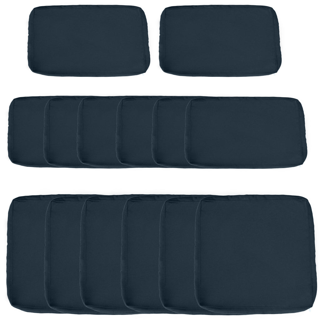 14Pcs Outdoor Cushion Covers, Patio Cushion Covers Replacement for Rattan Sofa Set - No Cushion Included, Navy Blue