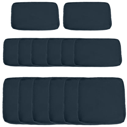 Outdoor Cushion Covers 14 Pcs Replacement for Rattan Sofa Set Polyester Waterproof Dustproof Machine Washable Zipper Closure Navy Blue - Patio Garden Furniture Covers, Canada