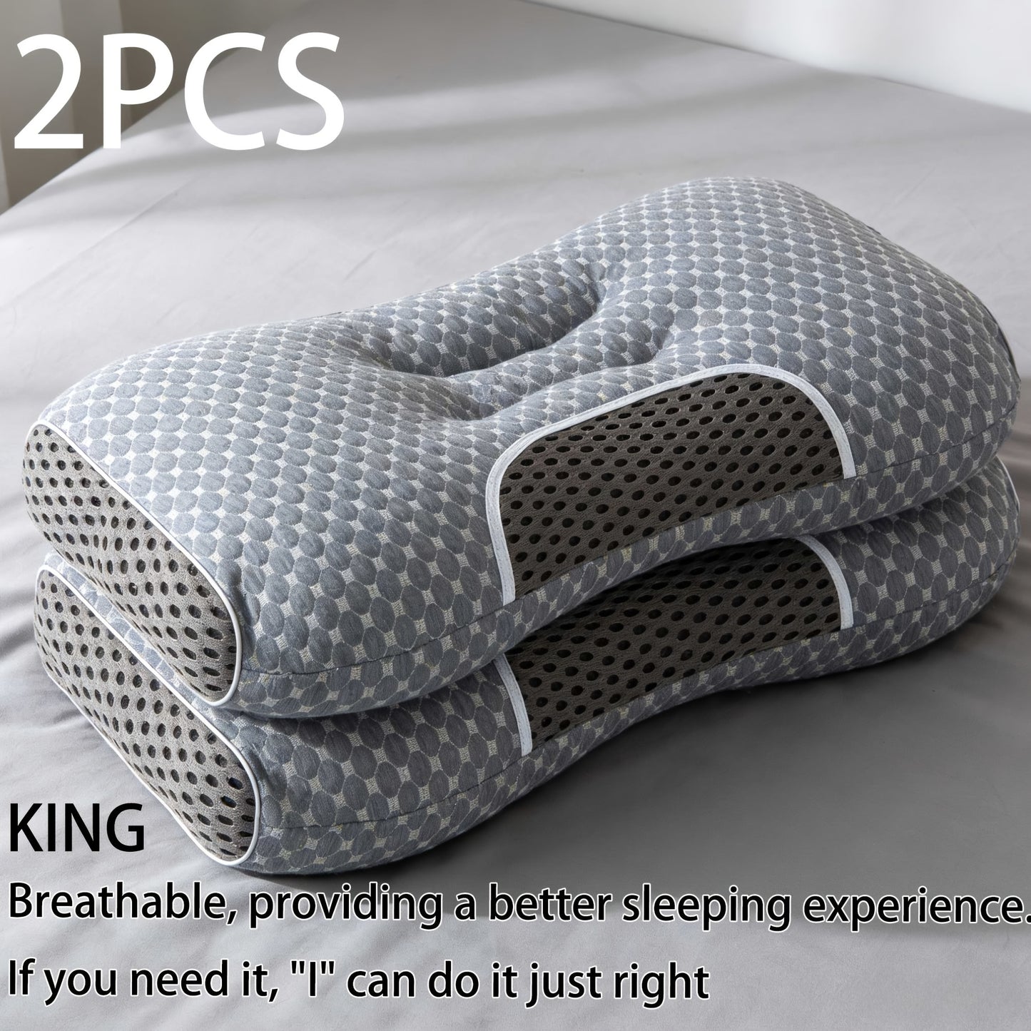 Neck Massage Pillow 2-Pack 1100G Soft Woven – Adjustable Ergonomic Profile, High-Quality Pillow Core with Detachable Pillowcase for Sleeping Comfort, Couple Bedding Set Canada