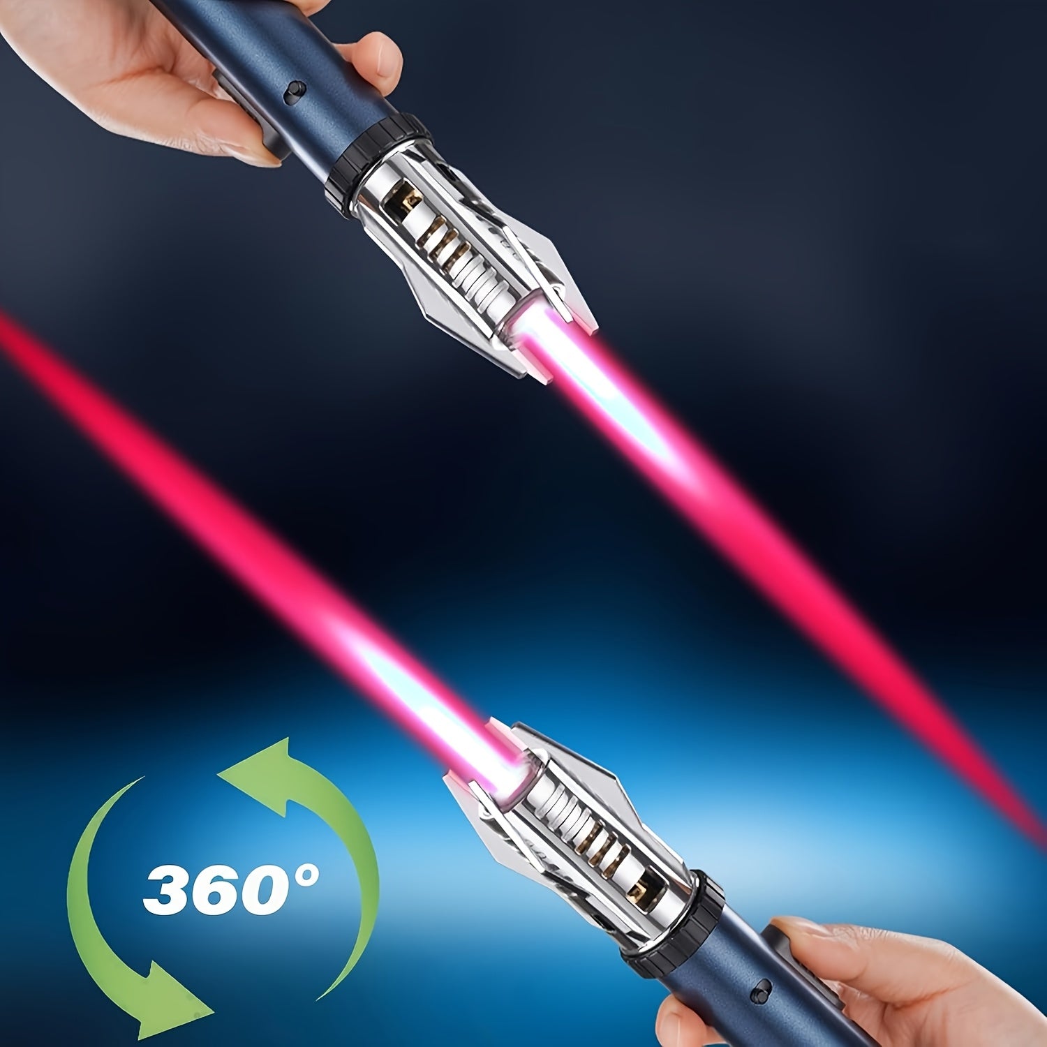 Adjustable Red/Blue Flame Windproof Torch Lighter with Safety Lock - Refillable Butane Lighter for Camping, Candles, BBQ & Fireplace - Durable Aluminum Alloy Gift for Men, Women (Valentine's Day, Mother's Day, Father's Day), Fireplace Lighter | Premium Gi