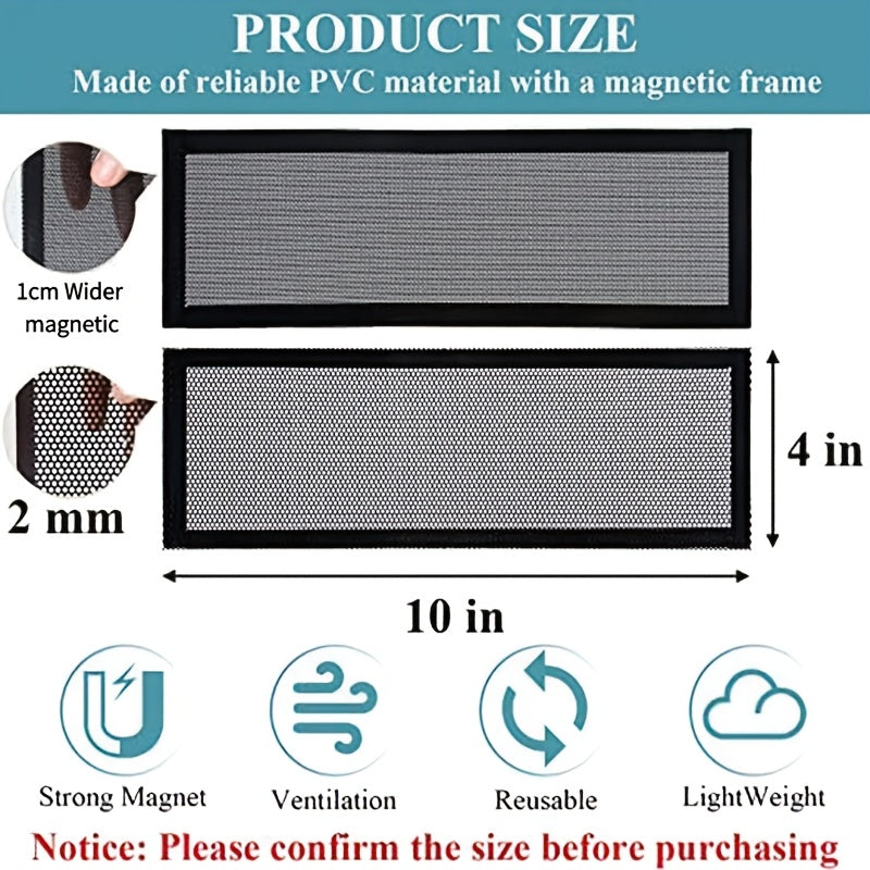Magnetic Floor Vent Covers 6 Pack, 4x10 Inch Air Vent Filters Mesh Screen Dust Filter, Washable Strong-Hold Vent Register Deflectors for Home HVAC, AC Grilles & RV Vents