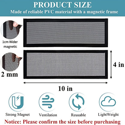 Magnetic Floor Vent Covers 6 Pack, 4x10 Inch Air Vent Filters Mesh Screen Dust Filter, Washable Strong-Hold Vent Register Deflectors for Home HVAC, AC Grilles & RV Vents