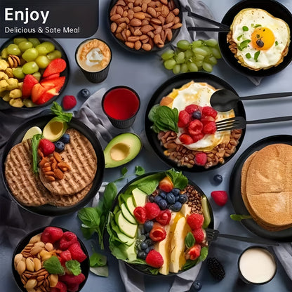 Wheat Straw Dinnerware Set 16/32pcs – Eco-Friendly Plates, Dessert Plates, Cereal Bowls & Cups for 4/8 People, Durable Shatterproof Outdoor Camping Tableware for Family Gatherings, Parties & Everyday Use, Multiple Colours