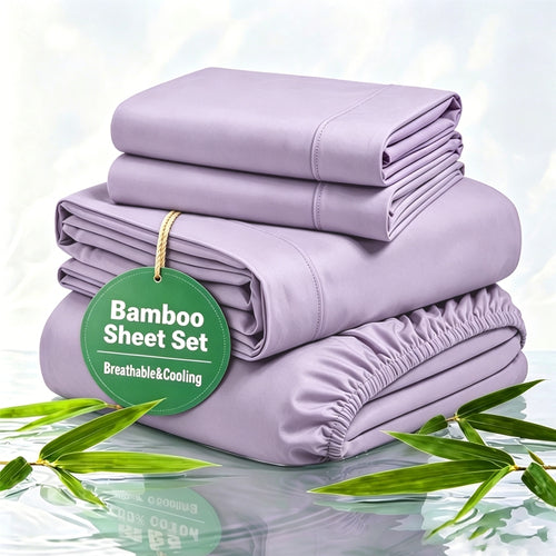 100% Bamboo Rayon Bed Sheets 3/4pcs Set with 16" Extra Deep Pockets – Soft Cooling Bedding for Hot Sleepers & Night Sweats, Twin Full Queen King Size