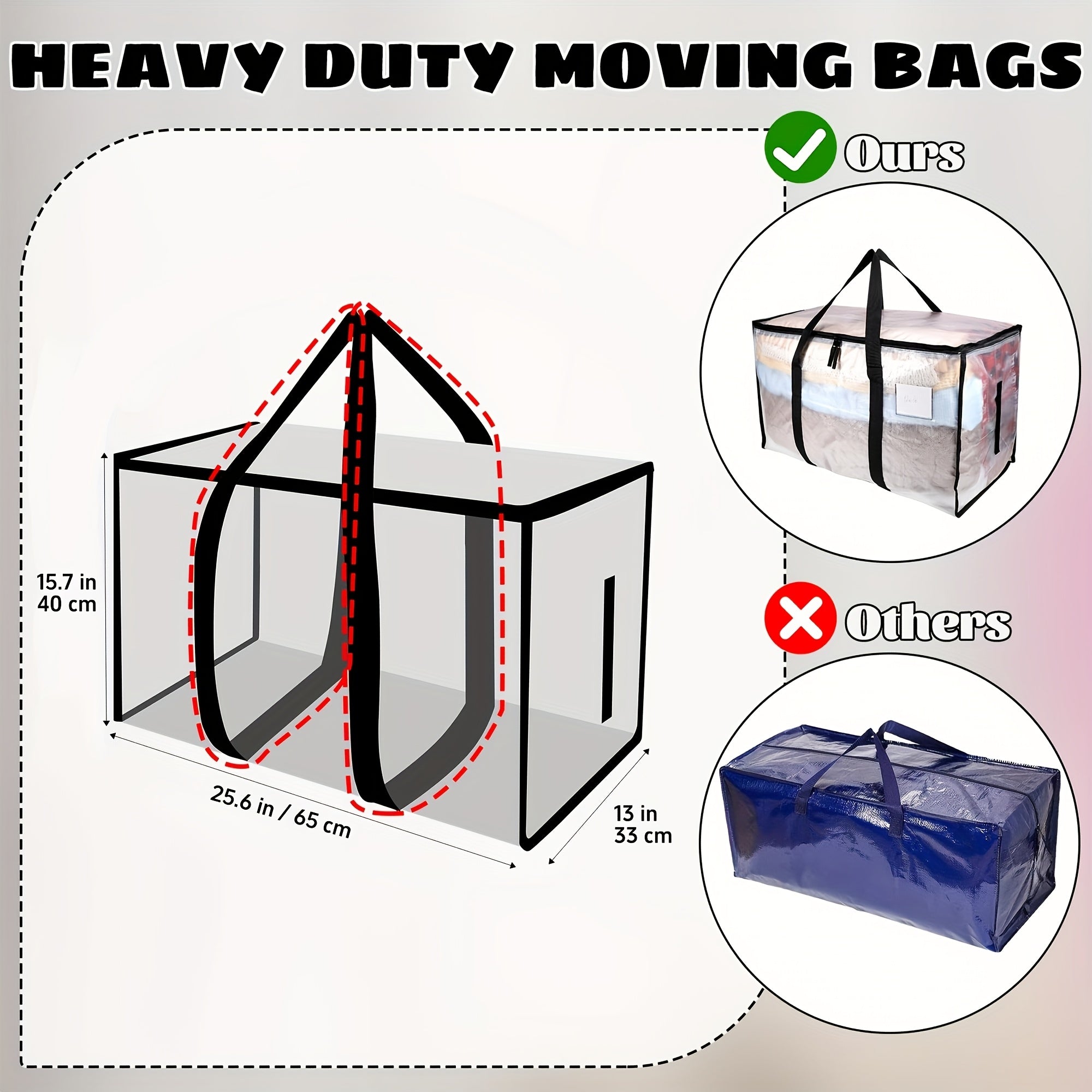 Large Moving Bags & Storage Totes with Backpack Straps Zippers & Handles – Heavy Duty 600D Packing Bags for Relocation College Dorms Seasonal Storage | 2/4/6 Pack