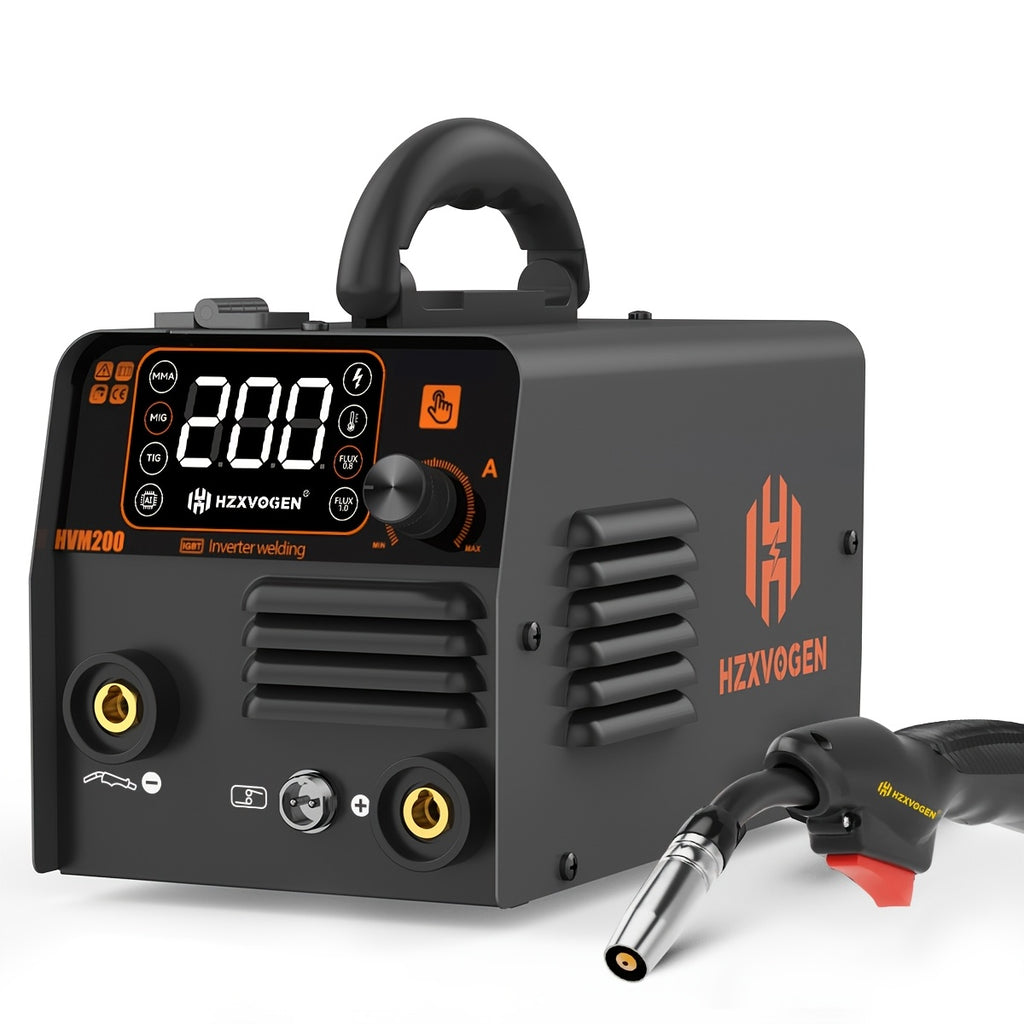 HZXVOGEN 200A MIG Welder 110V Welder 3 In 1 Gasless MIG Welder/Lift TIG/Stick Welding Machine Portable IGBT Inverter Automatic Welder Machine Large LED Display IP21S