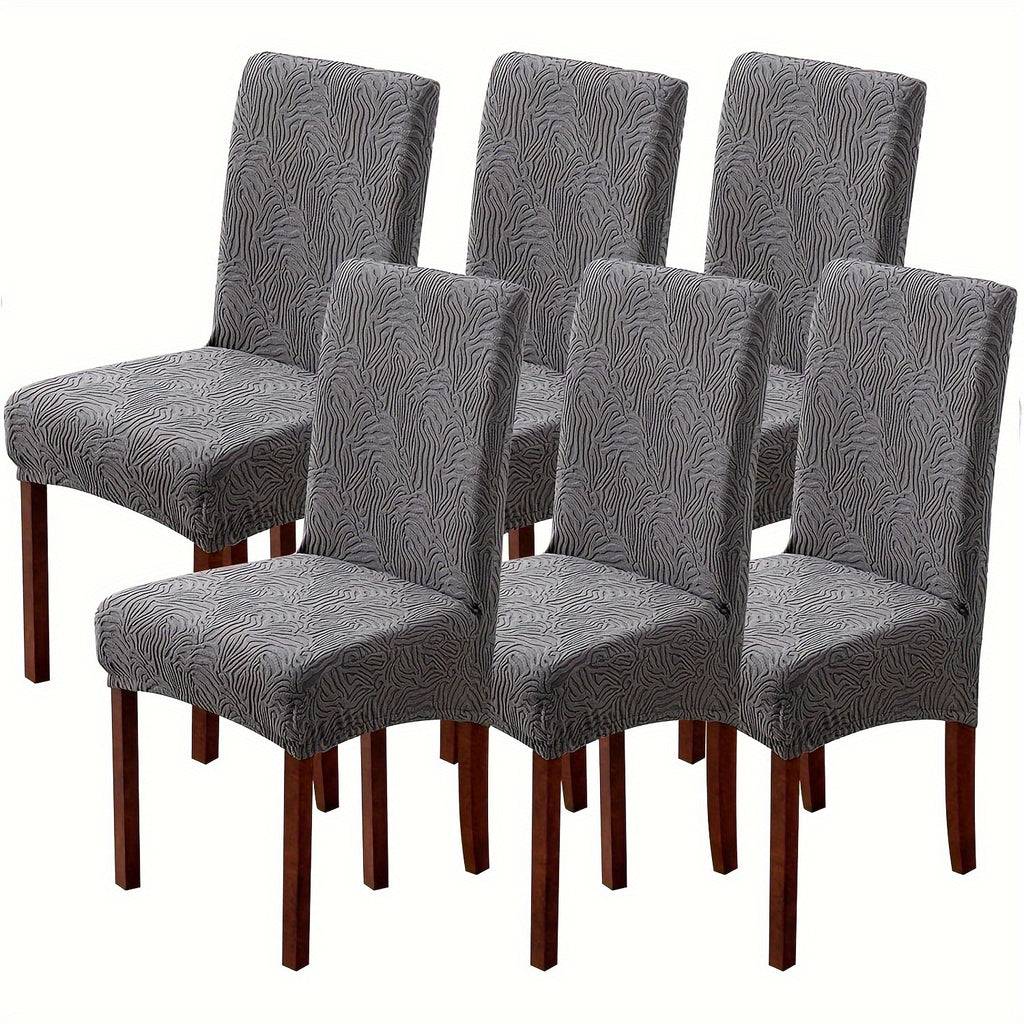 4/6pcs Waterproof Chair Covers for Dining Room, Stretch Jacquard Dining Chair Slipcovers Removable Washable Chair Protector for Kitchen, Hotel, Restaurant