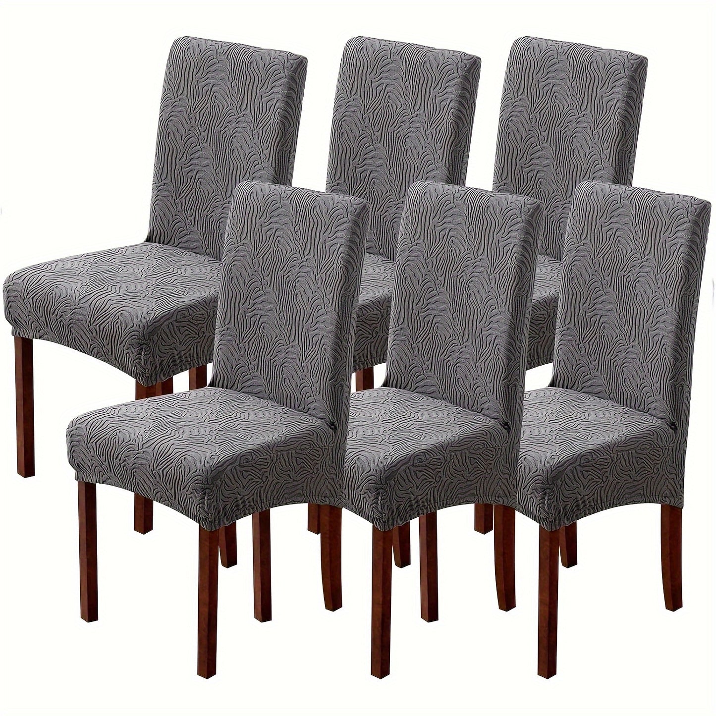 Waterproof Dining Chair Covers 4 or 6 Pack Stretch Jacquard Slipcovers - Removable Washable Chair Protector for Dining Room, Kitchen, Hotel & Restaurant