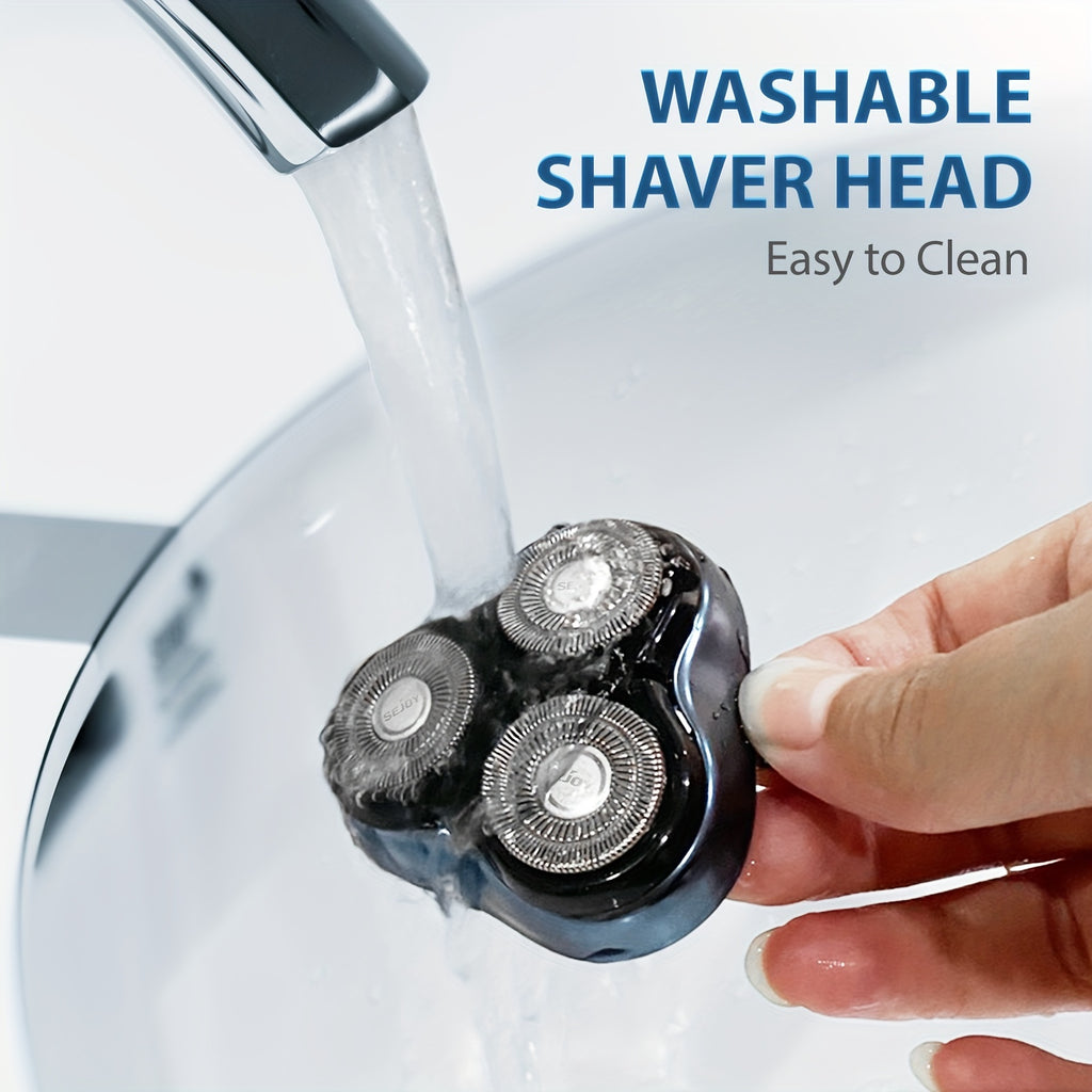 Cordless Electric Shaver for Men: Wet And Dry Rotary Shaver - Quick USB Charging & Gentle on Skin - Includes Pop-Up Trimmer & Precision Blades, Rapid Charging, Ideal Gift