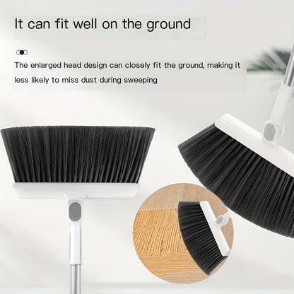 Broom and Dustpan Set 2pcs Rotatable Foldable Magnetic – Soft Bristle Non-Stick Household Sweeping Set for Pet Hair Living Room Bedroom | Orange & White