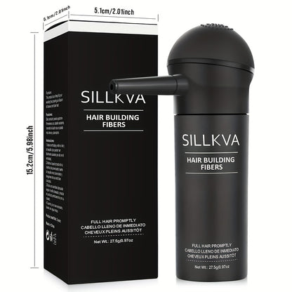 Volumizing Hair Fiber Powder with Applicator - SILLKVA Instant Volume & Natural Coverage for Thinning Hair, Precise Application, 0.97oz, Long-Lasting Hair Thickener for Men & Women