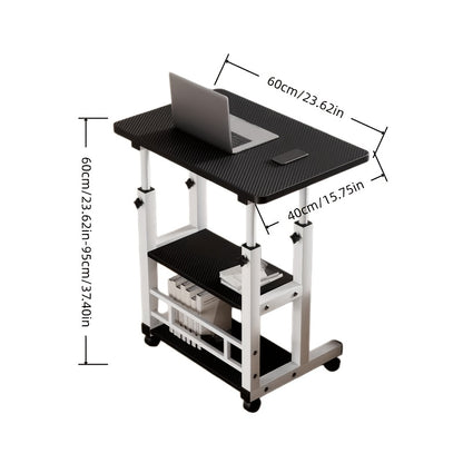 3-Tier Mobile Lifting Desk with Wheels Portable Side Table 3-Layer Storage Space-Saving Laptop Desk for Sofa Bedroom Living Room - Canada