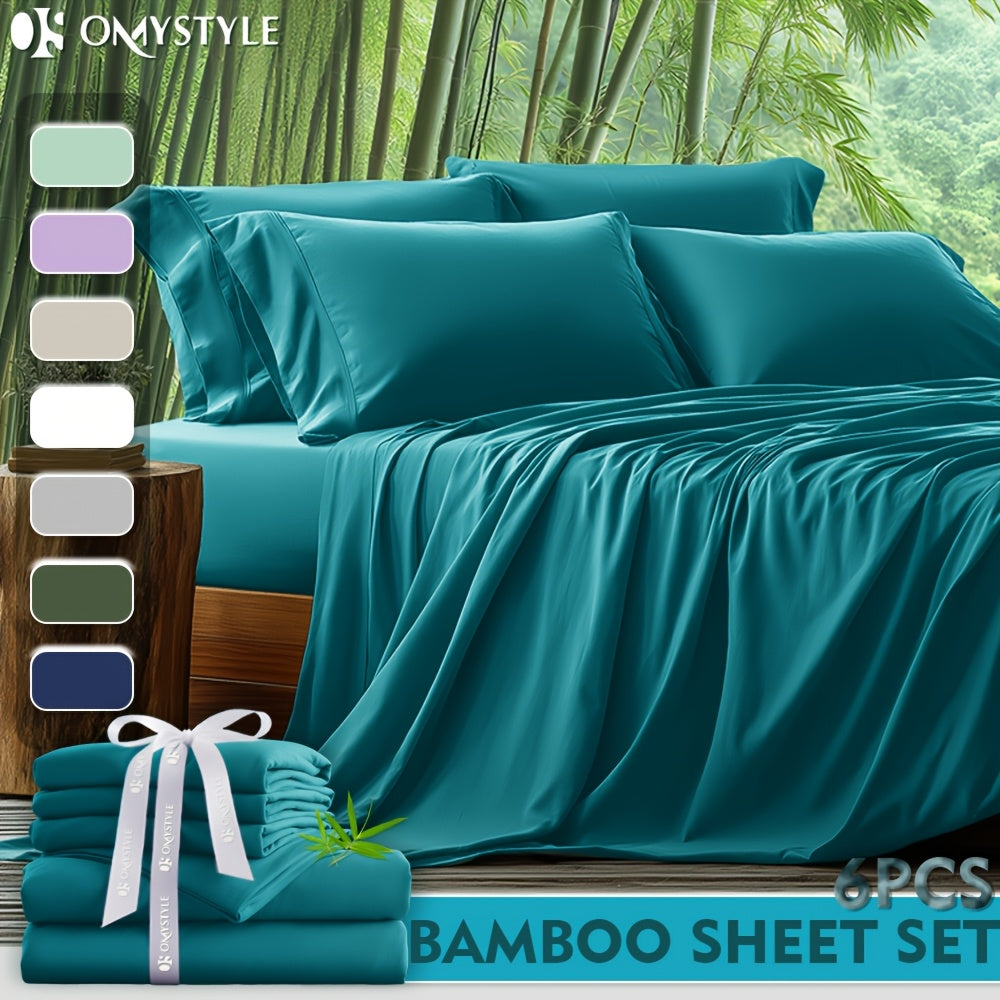 Deep Pocket Bamboo Sheet Set 4 or 6 Piece with Flat Sheet Fitted Sheet & Pillowcases – Cooling Breathable Bedding for Hot Sleepers & Kids, Twin Full Queen King, 7 Colours | Canada
