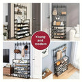 23.62 Inch/172cm 5-Tier Multi-Functional Storage Rack with 8 Double Hooks, Multi-Functional Clothes Hanger and Shoe Rack, Self-Assembly Shoe Rack Storage Box for Living Room, Bathroom, Hallway