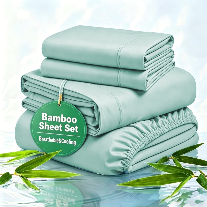 100% Bamboo Rayon Bed Sheets 3/4pcs Set with 16" Extra Deep Pockets – Soft Cooling Bedding for Hot Sleepers & Night Sweats, Twin Full Queen King Size