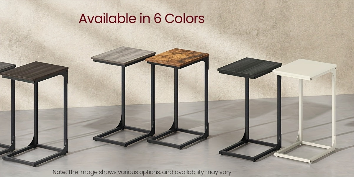 VASAGLE C-Shaped End Table with Steel Frame 11.8"x15.7"x24.4" – Slim Sofa Side Table for Living Room, Bedroom & Couch, Rustic Brown & Black, Small Bedside Snack Table Easy Assembly