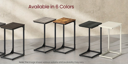 VASAGLE C-Shaped End Table with Steel Frame 11.8"x15.7"x24.4" – Slim Sofa Side Table for Living Room, Bedroom & Couch, Rustic Brown & Black, Small Bedside Snack Table Easy Assembly