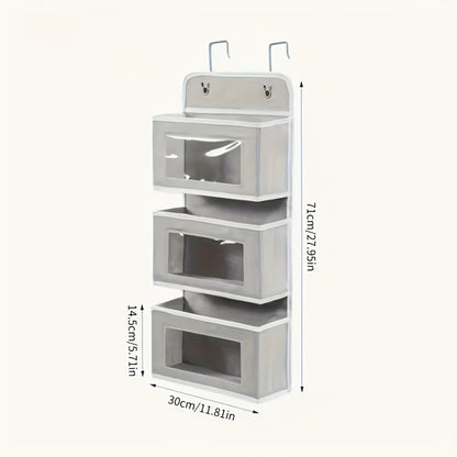 Over-The-Door Hanging Organizer 3 or 5-Tier Fabric Storage Rack with Large Pockets - Waterproof Multipurpose Door Organizer for Bedroom, Bathroom & Pantry, Great Christmas & Halloween Gift