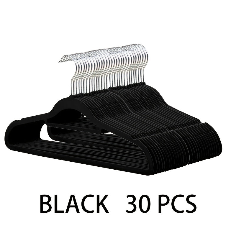 Premium Velvet Hangers Non-Slip Notched Design – Space-Saving Sturdy Coat Hangers for Closet Organization, Suits, Pants & Coats, 30 / 50 / 100 Pack, Black or Grey