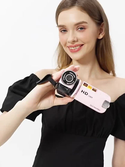 1080P Full HD Digital Camera with 270° Rotating Flip Screen, 32GB Memory Card Included, 16x Zoom, Wide Angle Lens, Portable Vlogging Camera for Travel, Outdoor & Party Recording