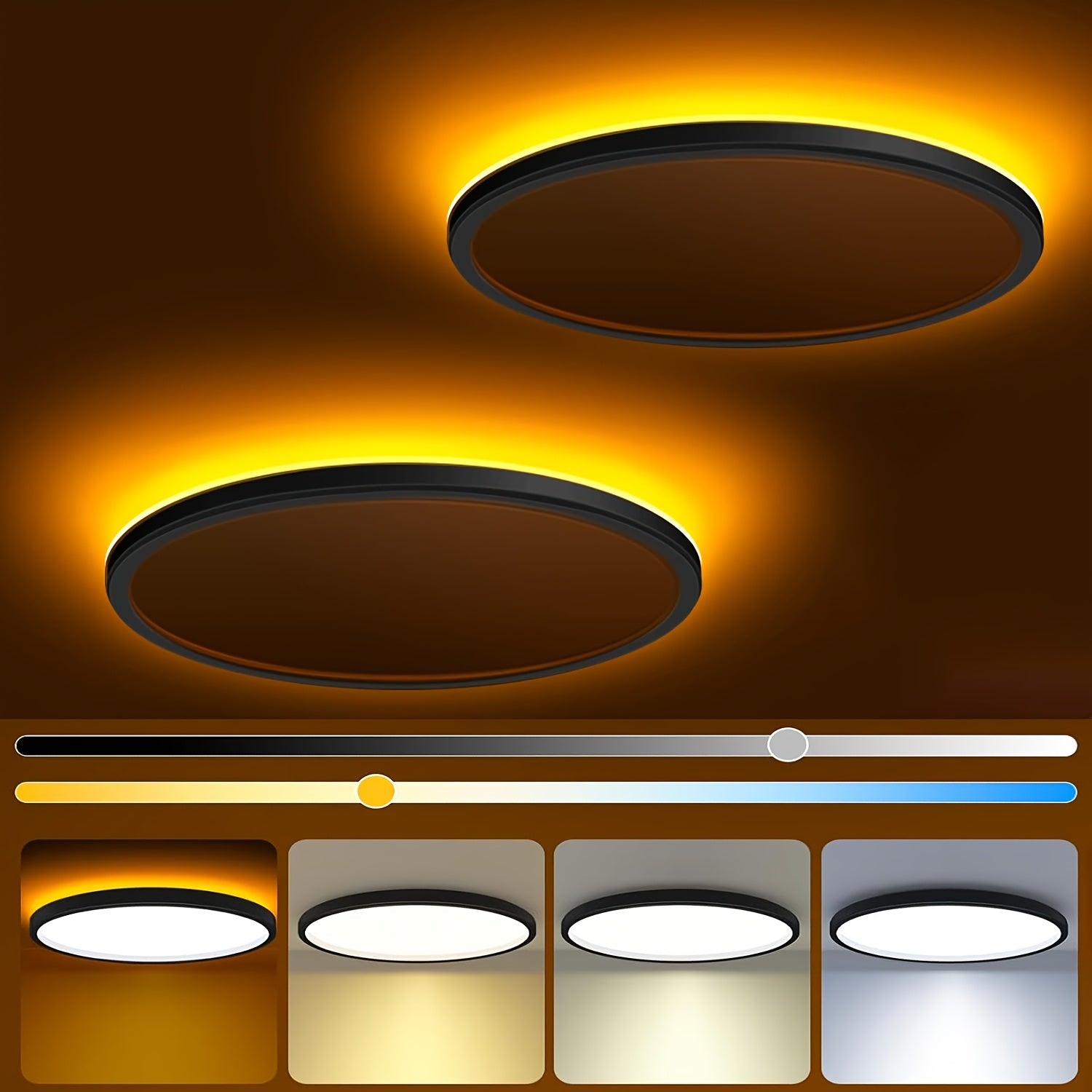 LED Flush Mount Ceiling Light 12 Inch with Remote Control – Dimmable 10-100%, 3-Colour Temperatures 3000K-6500K + 1800K Night Light | Low Profile Eye-Care Flicker-Free for Bedroom Kitchen Hallway, Black