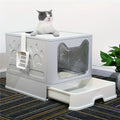 Premium Kitten Pet Cat Litter Box Portabel Design Toilet Tray with Scoop Enclosed Drawer Skylight Door Smelless