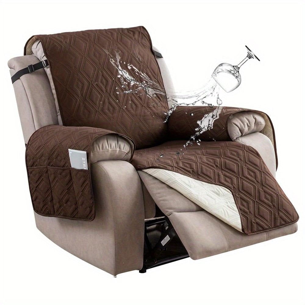 Non-Slip Recliner Chair Cover – Washable Single-Piece Furniture Protector with Side Pocket, Winter Insulation Slipcover for Recliner Chairs, Pet Hair & Scratch Protection, 8 Colours