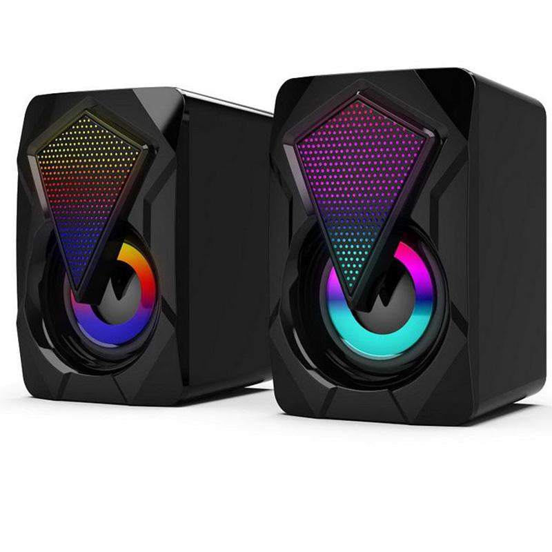 RGB LED Gaming Speaker – USB Powered Desktop Soundbar with Dynamic Lighting, Stereo Surround Sound, 3.5mm AUX Input for PC, Laptop, Monitor, Xbox, PS5, and Gaming Setups