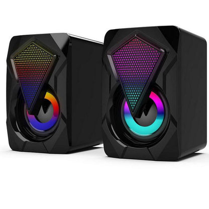 RGB LED Gaming Desktop Soundbar Speaker, USB Powered with Dynamic Lighting, Stereo Surround Sound, 3.5mm AUX Input – Compatible with PC, Laptop, Monitor, Xbox, PS5 & Gaming Setups