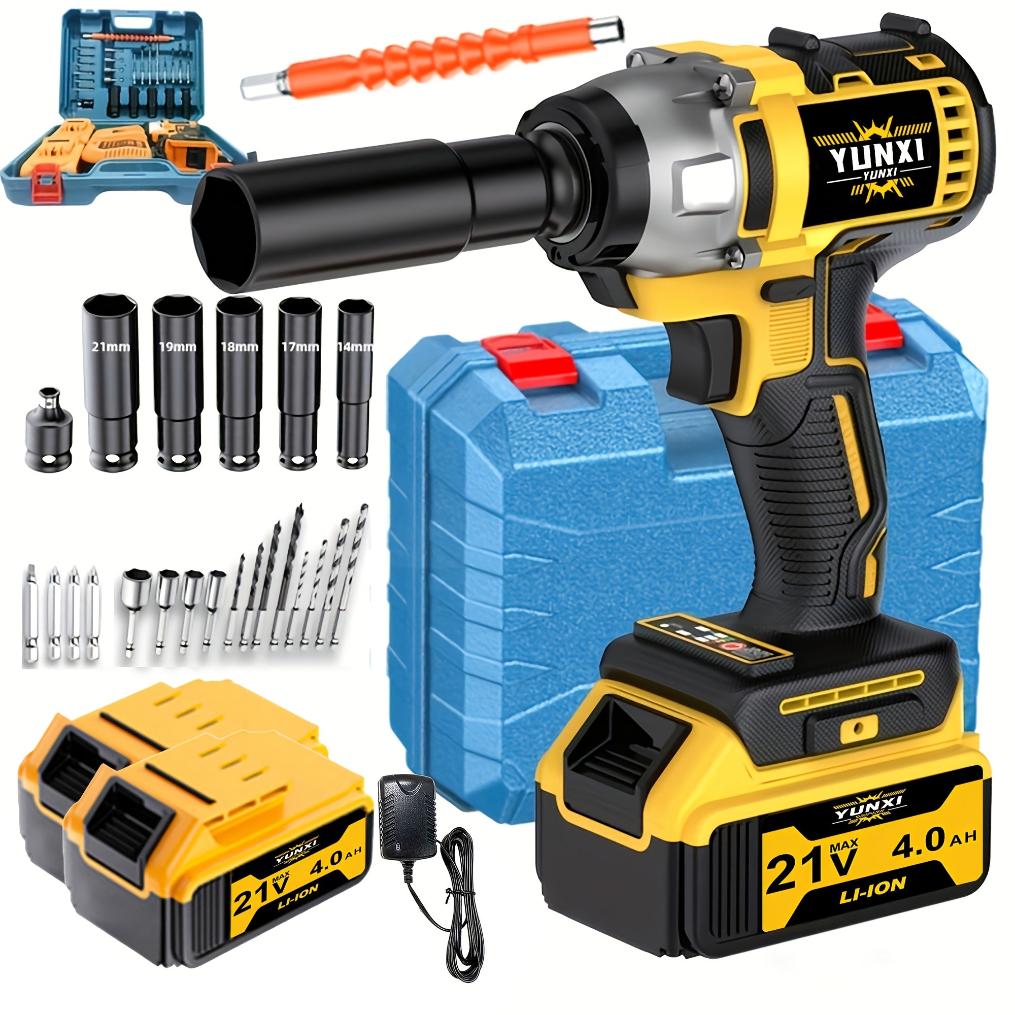 21V Cordless Impact Wrench with Battery & Fast Charger – Portable Lithium-Ion Power Tool for Home, Auto & Workshop Use, Multiple Bundle Options | Canada
