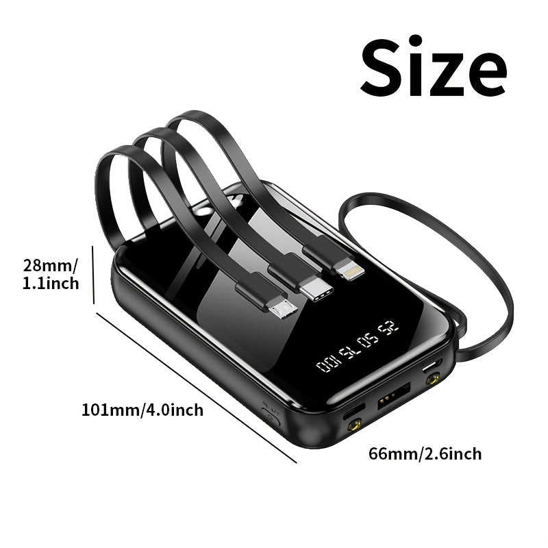 50000mAh Portable Large Capacity Mobile Power Bank, Spare Battery Pack, Fast Charging, Built-in Intelligent Digital Display Of Power/multiple Data Cables/flashlight, Outdoor Portable Emergency Power Supply Device, Gift for Relatives And Friends