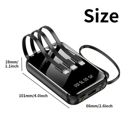 50000mAh Portable Power Bank Fast Charging - Large Capacity Battery Pack with LED Display, Built-in Multi Cables, Flashlight, Emergency Outdoor Charger for iPhone Android - Gift Idea Canada