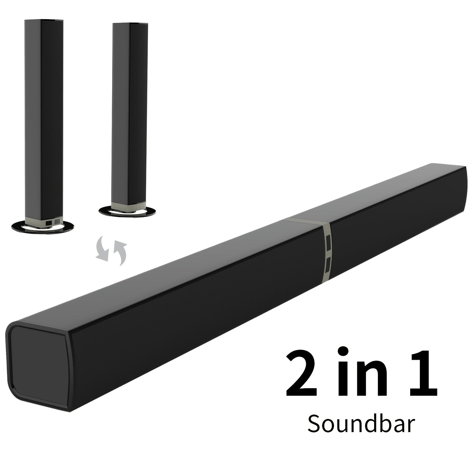 2in 1 TV Sound Bar, SoundBar for Smart TV, Wireless Speaker Surround Home Audio, Sound Bars with Subwoofer, ARC/Optical/AUX Connection, with Infrared Remote Control