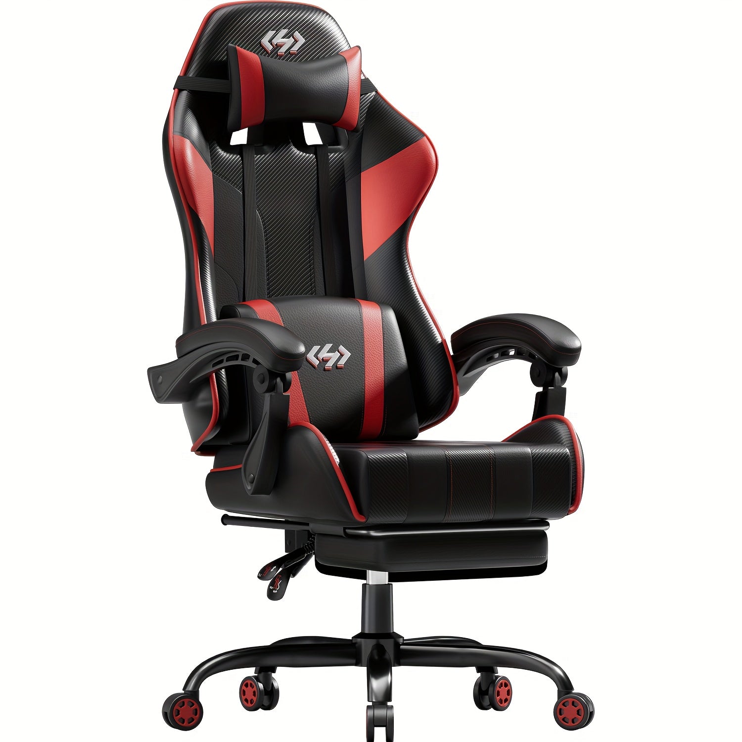 6-Point Support Gaming Chair with Pocket Springs and Adjustable Lumbar Headrest - 135 Degree Recline Faux Leather Office Gaming Seat Footrest Linkage Armrest 300 lb Canada