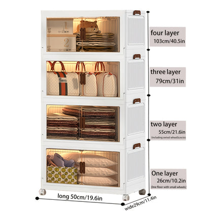 Stackable Clear Shoe Box Organizer with Door – Foldable Plastic Shoe Rack 2/3/4/5 Layer Storage Cabinet for Living Room, Entryway & Closet, Easy Assembly, Big Capacity Shoe Shelf