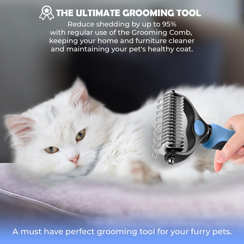 A Hair Removal Comb Designed Specifically for Cats And Dogs, Equipped with Wide Double-Sided Stainless Steel Teeth, Used for Untying, Removing, Combing, Thinning Hair, And Effectively Eliminating Pet Hair Loss, Tangling, Hairballs, And Tangled Hair