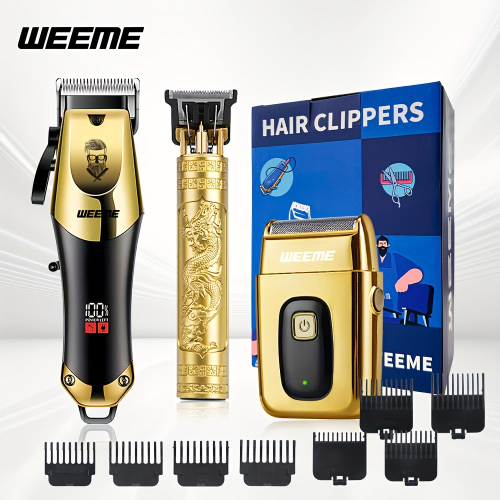 Professional Hair Clipper Set with T-Blade Zero Gap Trimmer – USB Rechargeable LCD Display, 2pcs/3pcs Men’s Electric Hair Cutting Kit, Portable Home Travel Grooming, Father’s Day Gift | ShopVora CA