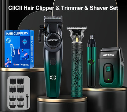 4-in-1 Hair Clipper Kit for Men – WEEME Cordless Trimmer & Electric Shaver Set, Nose Body Bald Head Grooming, LED Display, Precision Cutting, USB Rechargeable, Home & Barber Use | Canada