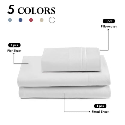 14-Inch Deep Pocket Bed Sheet Set – Lightweight Breathable Cooling, Wrinkle & Fade Resistant, Hotel Luxury Bedding, 3/4-Piece with Pillowcase, Flat & Fitted Sheet, Twin Full Queen King | ShopVora CA