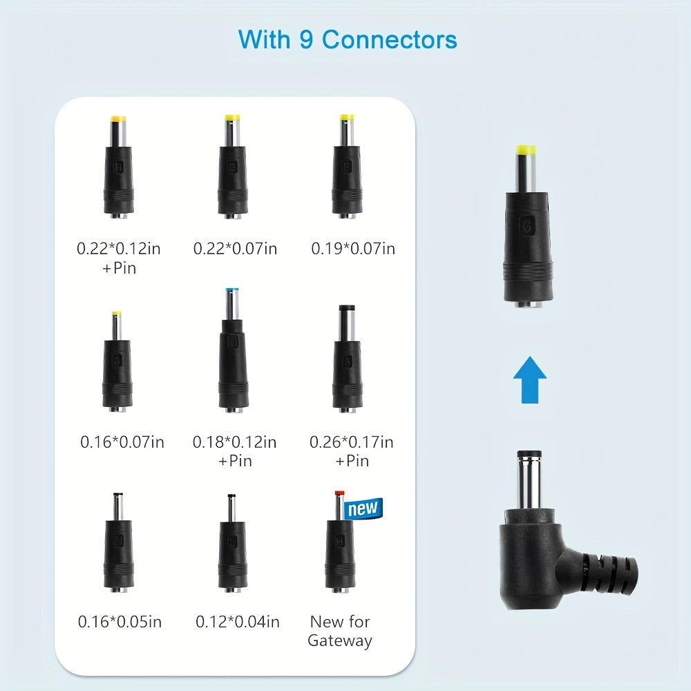 65W Laptop Charger 19V DC Power Adapter 3.42A with 9 Tips 65W Laptop Charger Monitor Power Cord Multi-interface Design Supports A Variety Of Devices to Adapt Monitors/laptops/audio And So On