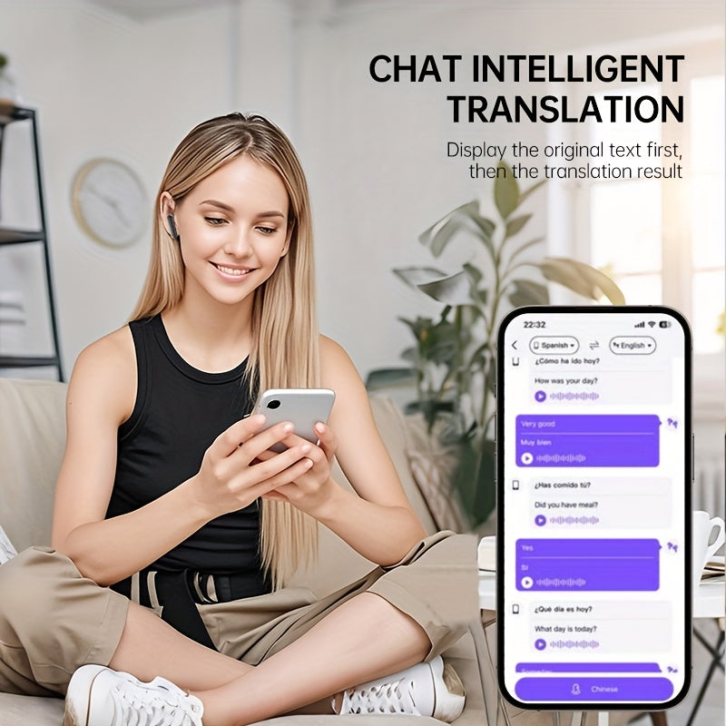 144 Language Translation, Free Forever, Simultaneous Interpretation, Dual-Ear Mode, Live Recording, with Digital LED Battery Display, TWS In-Ear Headphones Featuring ANC And ENC Noise Cancellation, Built-In Capacitive Microphone, Deep Bass